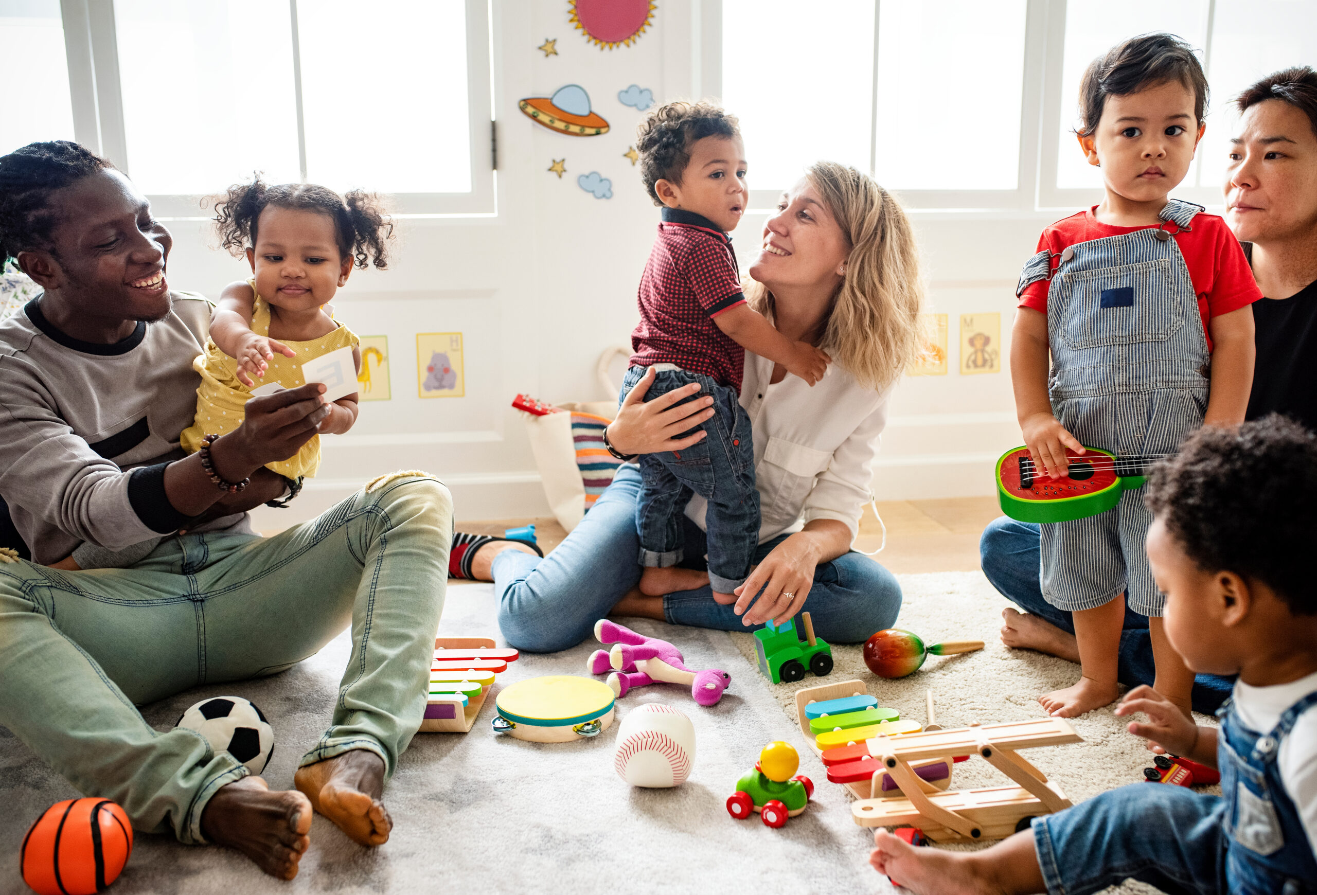 A caregiver listening to a child